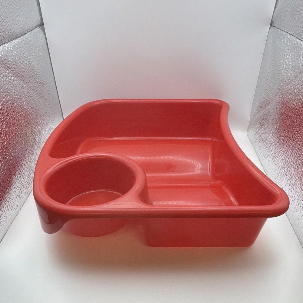 Barely Used Buc-ee's Red Plastic Divided Snack Tray w/ Dip Cup, 2 Compartments